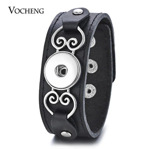 Ginger Snap Leather Bangle w/ 18mm Snap Button Charms