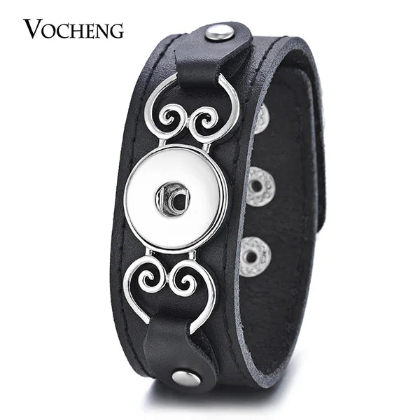 Ginger Snap Leather Bangle w/ 18mm Snap Button Charms