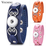 Ginger Snap Leather Bangle w/ 18mm Snap Button Charms