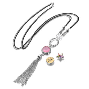 Ginger Snaps Buttons Charms Pendant Necklace for 18mm Snap Button DIY Tassel