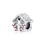 Red Enamel Gingerbread House Charm 925 Silver Jewelry