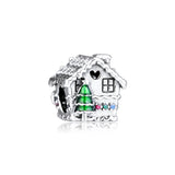 Red Enamel Gingerbread House Charm 925 Silver Jewelry