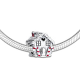 Red Enamel Gingerbread House Charm 925 Silver Jewelry