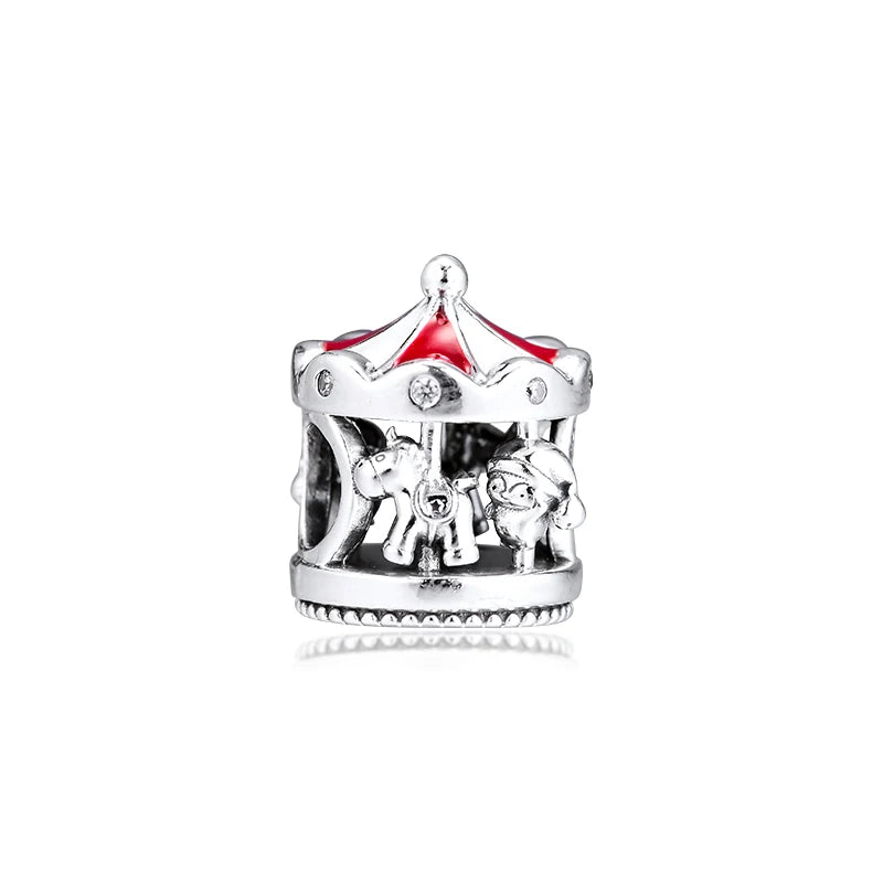 Red Enamel Gingerbread House Charm 925 Silver Jewelry