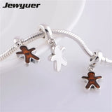 925 Silver Gingerbread Man Dangle Charm for Bracelets DIY Jewelry