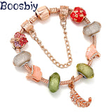 Ginkgo Biloba Leaves & Feather Charm Beads with Pendants for DIY Bracelet
