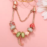 Ginkgo Biloba Leaves & Feather Charm Beads with Pendants for DIY Bracelet