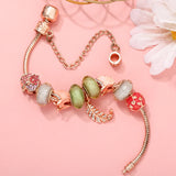 Ginkgo Biloba Leaves & Feather Charm Beads with Pendants for DIY Bracelet