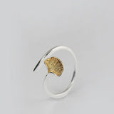 Ginkgo Flowers 925 Sterling Silver Open Rings For Women