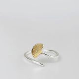 Ginkgo Flowers 925 Sterling Silver Open Rings For Women