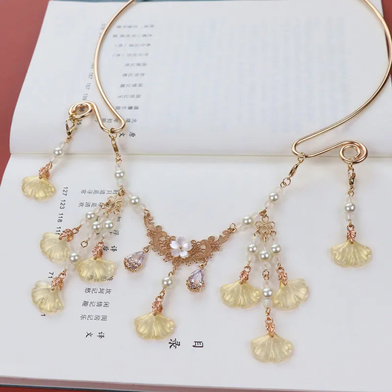 Ginkgo Fu Antique Style Chinese Necklace for Traditional Wedding Dress