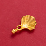 Ginkgo Leaf Necklace Pendant for Women Pure 999 Yellow 18K Leaf Fine Jewelry