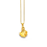 Ginkgo Leaf Necklace Pendant for Women Pure 999 Yellow 18K Leaf Fine Jewelry