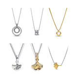 Ginkgo Leaf PAN Signature Logo 925 Sterling Silver Necklace For Women