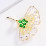 Retro Ginkgo Leaf Rhinestone Brooch Anti-Empty Clothing Accessory