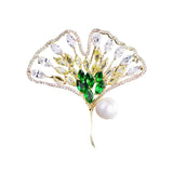 Retro Ginkgo Leaf Rhinestone Brooch Anti-Empty Clothing Accessory