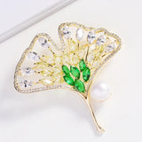 Retro Ginkgo Leaf Rhinestone Brooch Anti-Empty Clothing Accessory