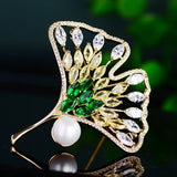 Retro Ginkgo Leaf Rhinestone Brooch Anti-Empty Clothing Accessory