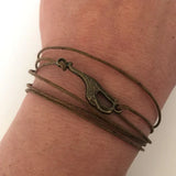 Giraffe Bracelet Friendship Charm Brown Waxed Cotton