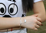 925 Sterling Silver Bracelet Smooth Pea Pendant Solid Silver Open Bracelet