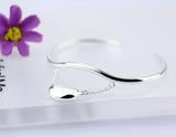 925 Sterling Silver Bracelet Smooth Pea Pendant Solid Silver Open Bracelet
