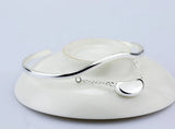 925 Sterling Silver Bracelet Smooth Pea Pendant Solid Silver Open Bracelet