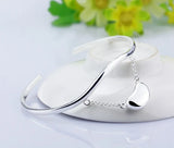 925 Sterling Silver Bracelet Smooth Pea Pendant Solid Silver Open Bracelet