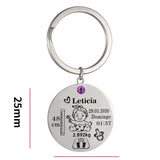 Girl Baby keychain height weight date stainless steel Keyring