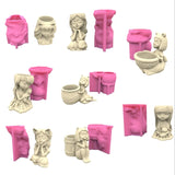 Girl Barrel Concrete Silicone Pot Mold Succulent Flowerpot DIY Home Garden