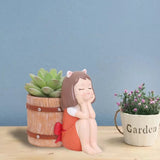 Girl Barrel Concrete Silicone Pot Mold Succulent Flowerpot DIY Home Garden