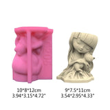 Girl Concrete Silicone Pot Mold Succulent Flowerpot Clay Cement Plaster Molds