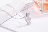 Musical Notes Pendant Necklace 925 Sterling Silver Clavicle Chain