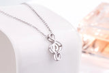 Musical Notes Pendant Necklace 925 Sterling Silver Clavicle Chain