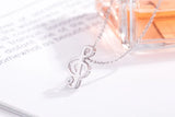 Musical Notes Pendant Necklace 925 Sterling Silver Clavicle Chain