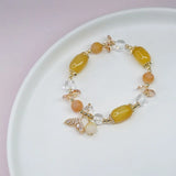 Crystal Fish Tail Red Yellow Stone Lucky Bracelets for Women