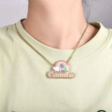 Rainbow Necklace Pink Acrylic Name Necklace Personalized Cartoon Kids Necklace