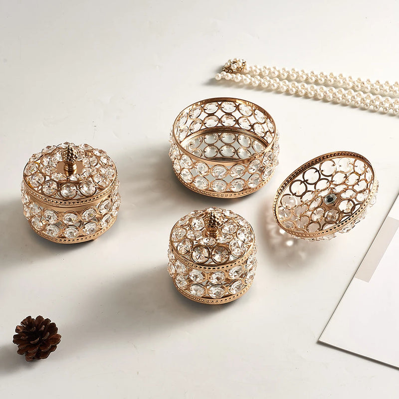 Crystal Earrings Ring Jewelry Box - Multi-function Storage