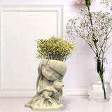 Girl Gypsum Silicone Mold Succulents Concrete Flower Pot Vase Plaster