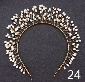 Pearl Ribbon Wedding Headbands Bridal Pageant Head Pieces For Women