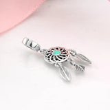 Girl Heart Moon Dream Catcher Bracelet Beaded Pendant S925 Sterling Silver Beads