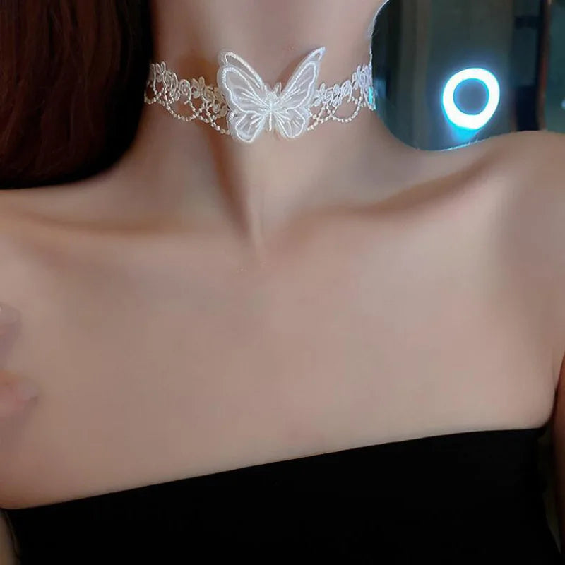 Vintage Velvet Butterfly Choker Necklace