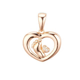 Heart Girl Pendant Necklace 585 Cubic Zircon Foot Feet Jewelry