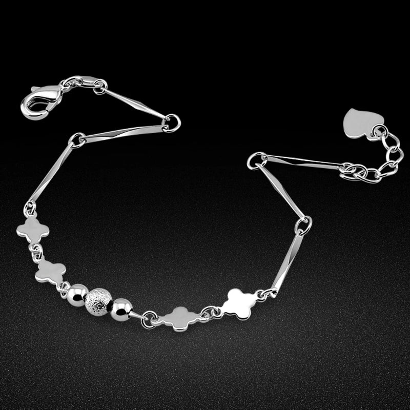 925 Sterling Silver Bead Bracelet with Frosted Beads