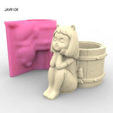 Silicone Mold for Barrel Gypsum Flower Pot Craft