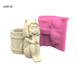 Silicone Mold for Barrel Gypsum Flower Pot Craft