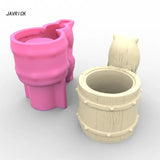 Silicone Mold for Barrel Gypsum Flower Pot Craft