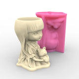 Girl & Bear Silicone Pot Mold for Succulent Clay Cement Plaster