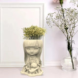 Girl & Bear Silicone Pot Mold for Succulent Clay Cement Plaster