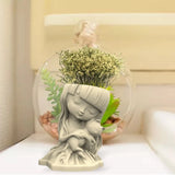 Girl & Gypsum Flower Pot Silicone Mold for Resin Casting