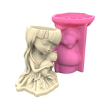Girl & Gypsum Flower Pot Silicone Mold for Resin Casting